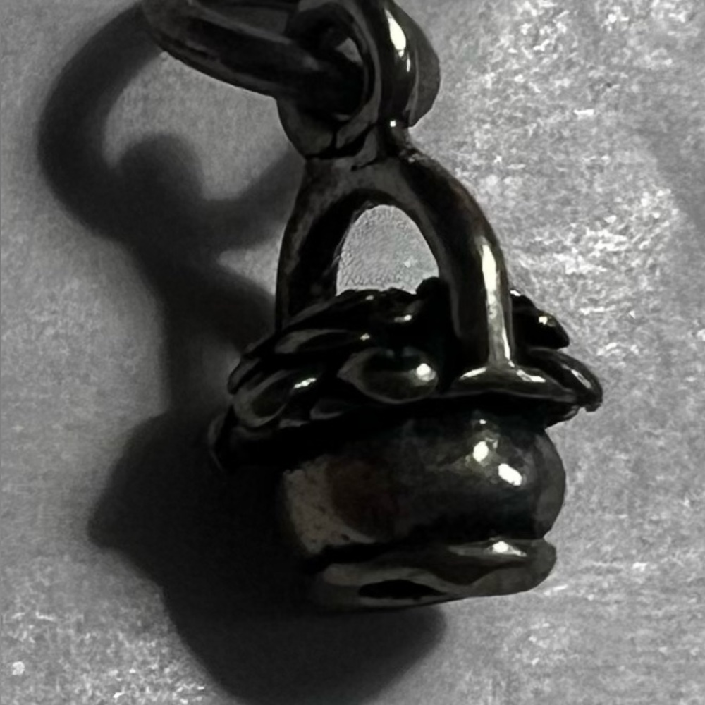Flower Basket Charm Sterling Silver